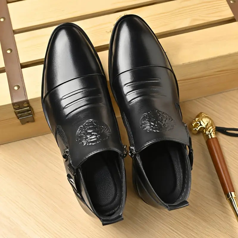 Alex Black leather ankle boots with side zip for a bold and sophisticated look