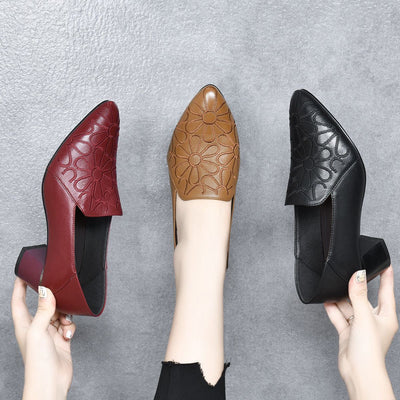 Elody Soft Leather Pumps with Embroidery