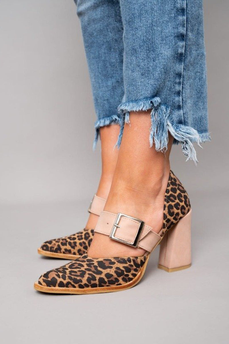 Avano™ | Leopard Print Suede Sandals with Sturdy Heel