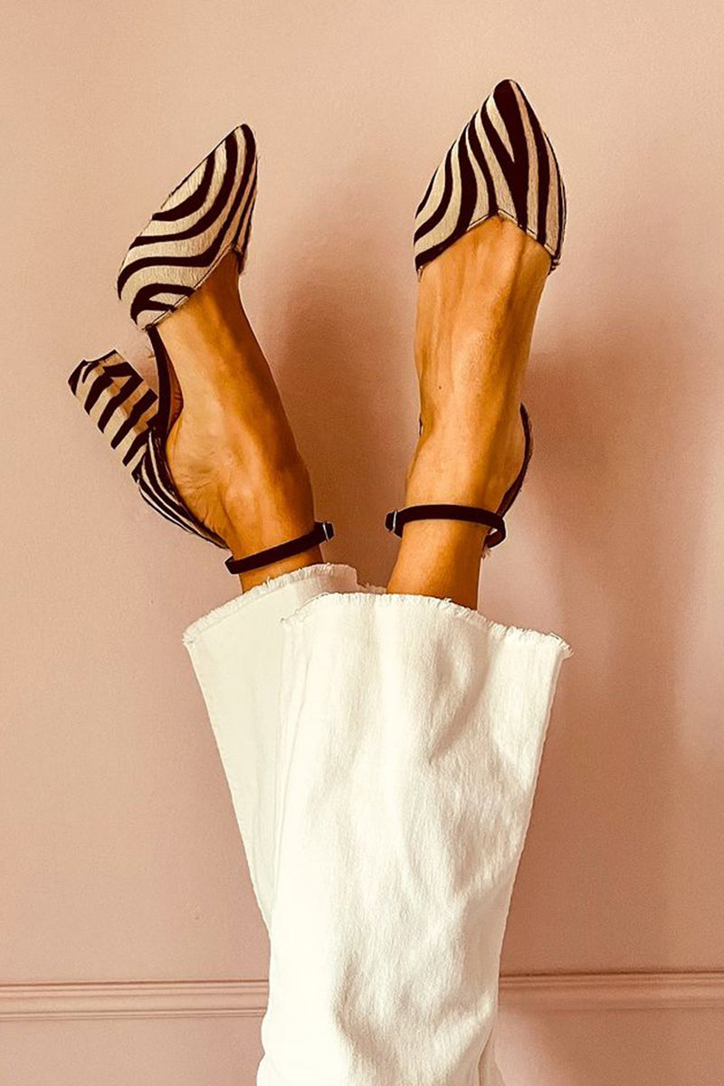 Mirai™ | Mid-heeled sandals with zebra print strap