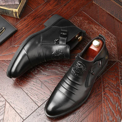 Alex Black leather ankle boots with side zip for a bold and sophisticated look