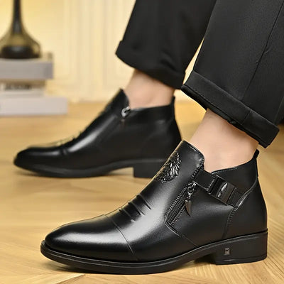 Alex Black leather ankle boots with side zip for a bold and sophisticated look