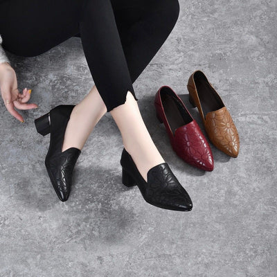 Elody Soft Leather Pumps with Embroidery