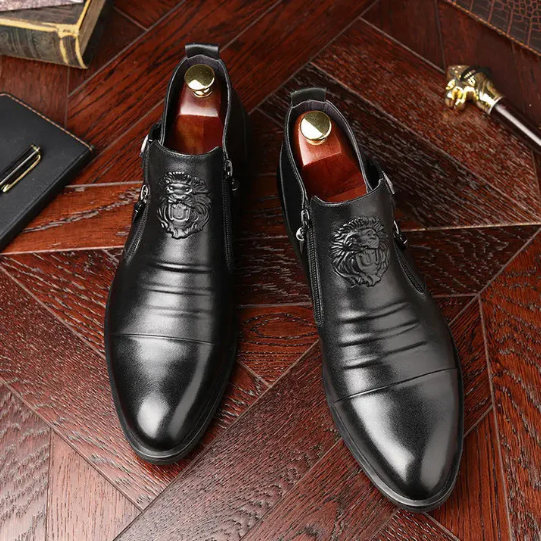 Alex Black leather ankle boots with side zip for a bold and sophisticated look