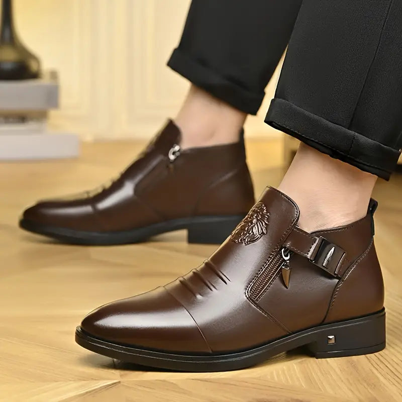 Alex Black leather ankle boots with side zip for a bold and sophisticated look