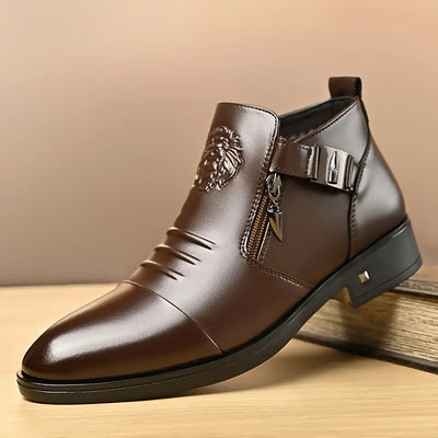 Alex Black leather ankle boots with side zip for a bold and sophisticated look