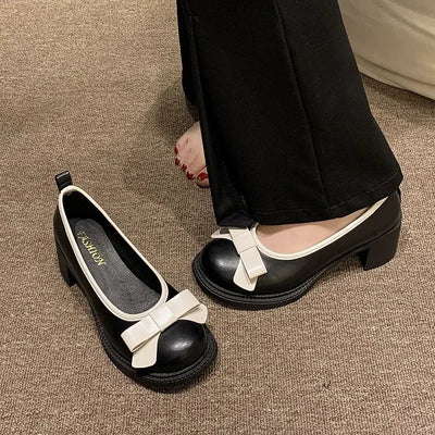 Pumps Chunky Heels with Bow