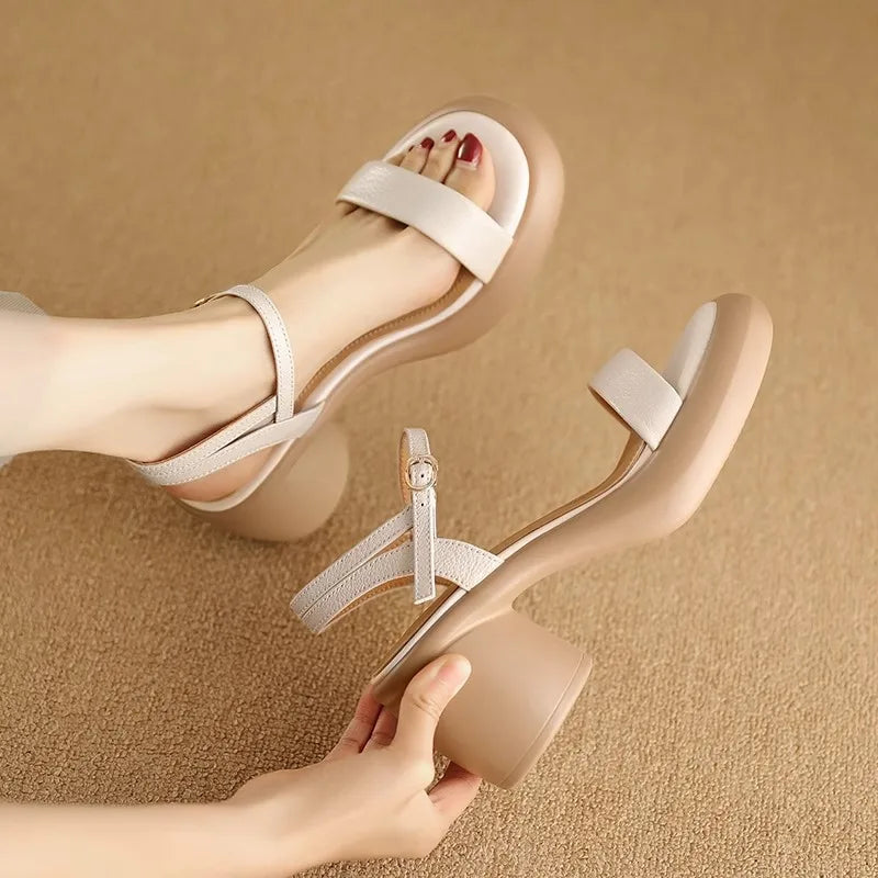 High Heel Leather Sandals