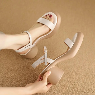 High Heel Leather Sandals