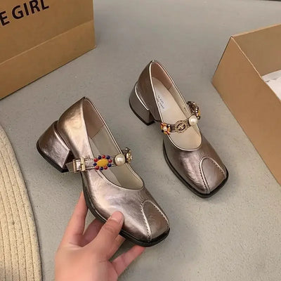 Block Heel Square Toe Mary Janes