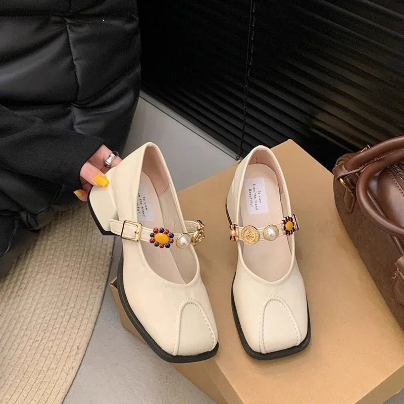 Block Heel Square Toe Mary Janes