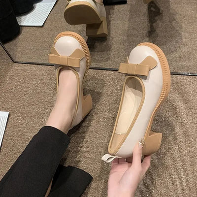 Pumps Chunky Heels with Bow