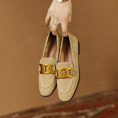 Retro Metal Buckle Loafers