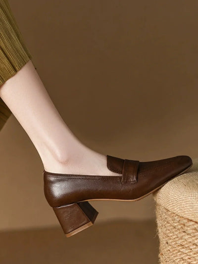 Mid Heel Retro Loafers