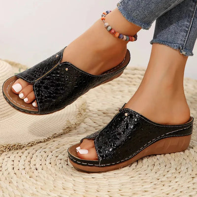 Croco Design Wedge Slippers