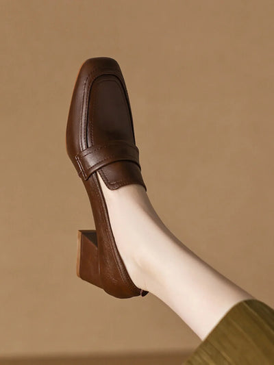 Mid Heel Retro Loafers