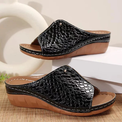 Croco Design Wedge Slippers
