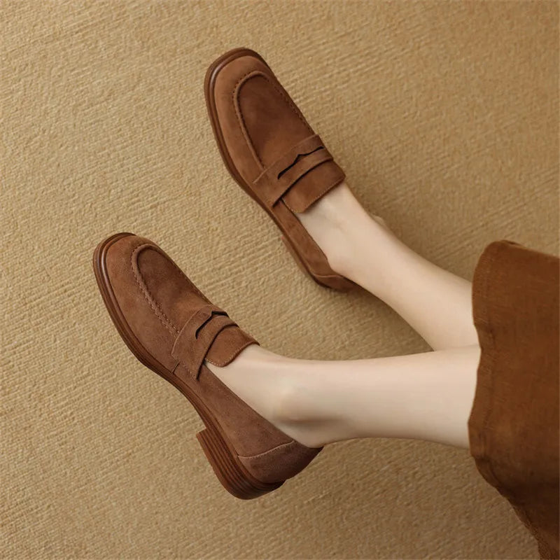 Round Toe Chunky Heel Pumps