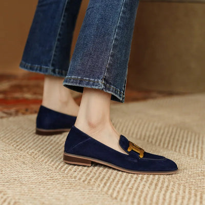 Retro Metal Buckle Loafers