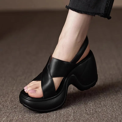 Open Toe Cross Leather Sandals