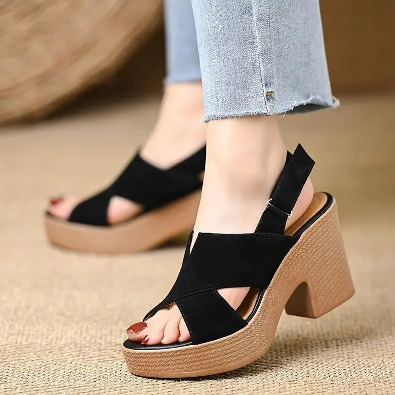Chunky Heel Retro Sandals
