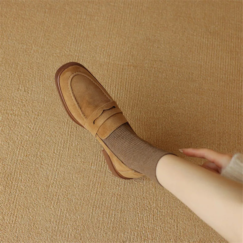 Round Toe Chunky Heel Pumps