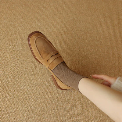 Round Toe Chunky Heel Pumps