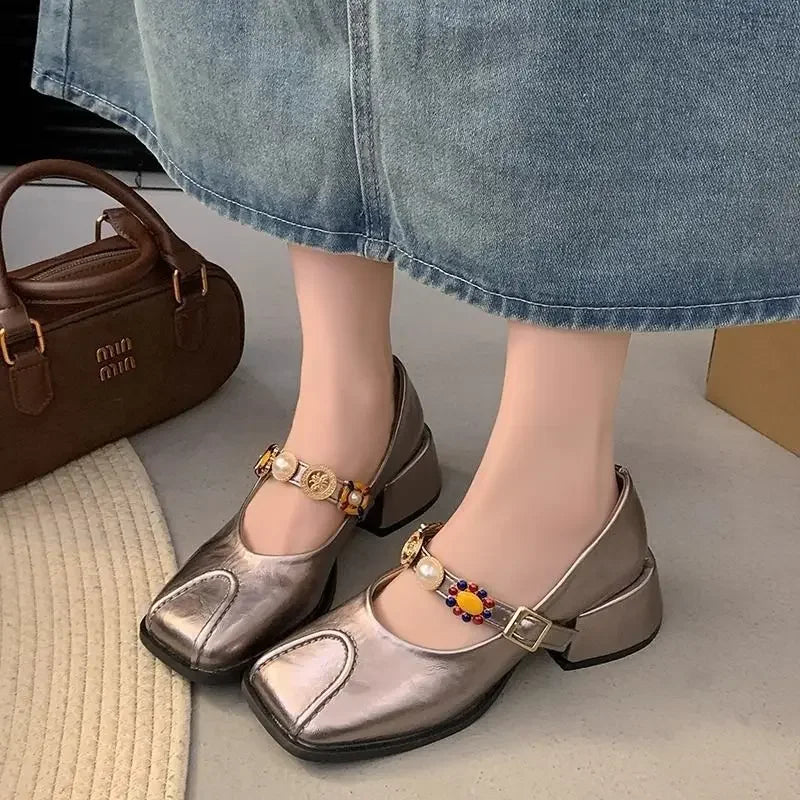 Block Heel Square Toe Mary Janes