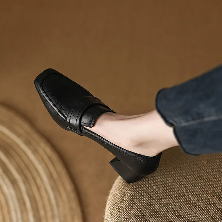 Mid Heel Retro Loafers