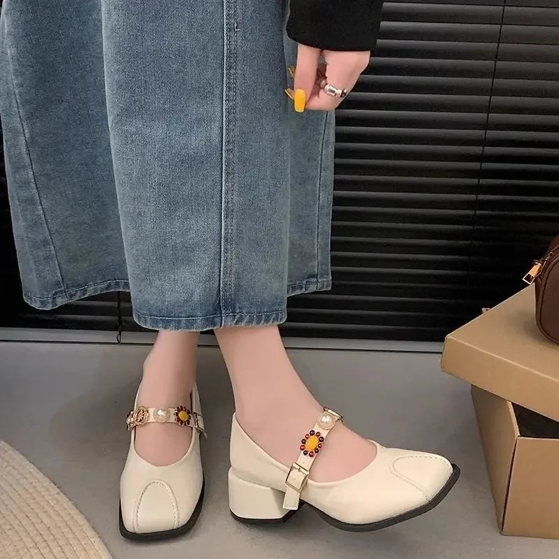 Block Heel Square Toe Mary Janes
