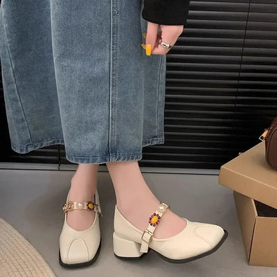 Block Heel Square Toe Mary Janes