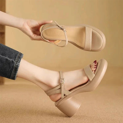 High Heel Leather Sandals