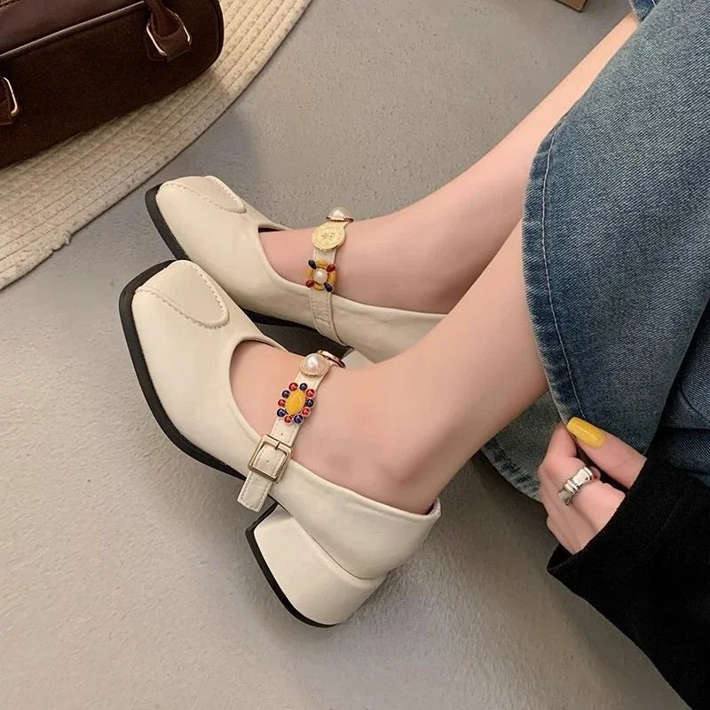 Block Heel Square Toe Mary Janes