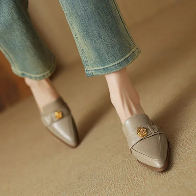 Chunky Heel Pointed Toe Loafers