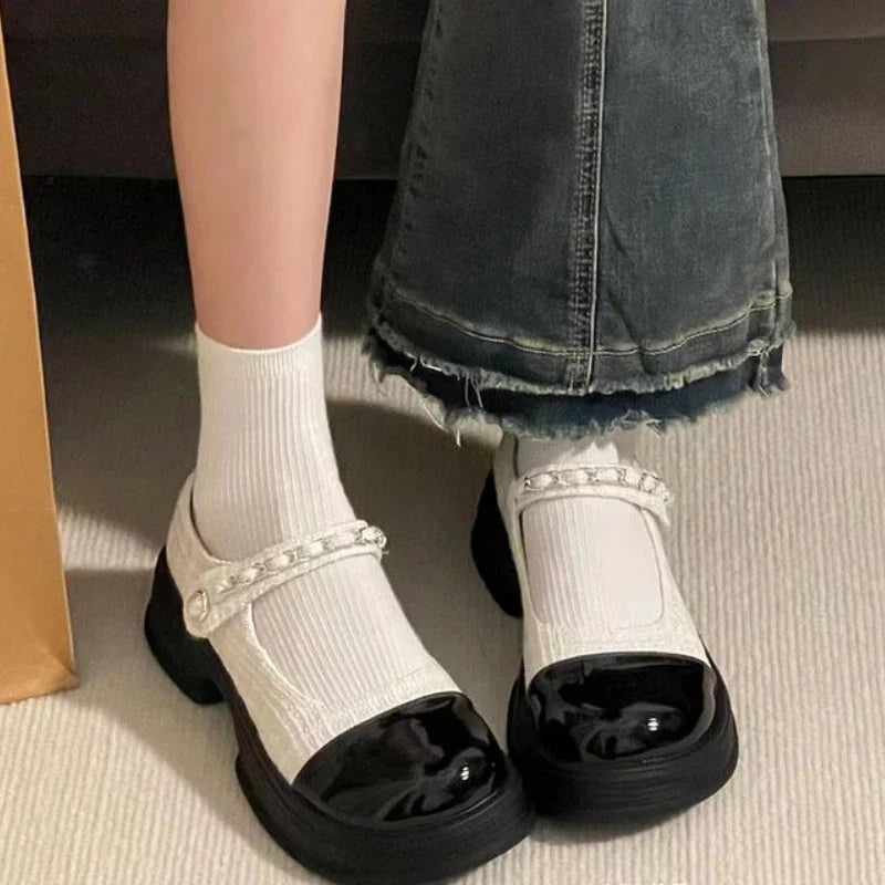 Gothic Chunky Heels Round Toe Shoes