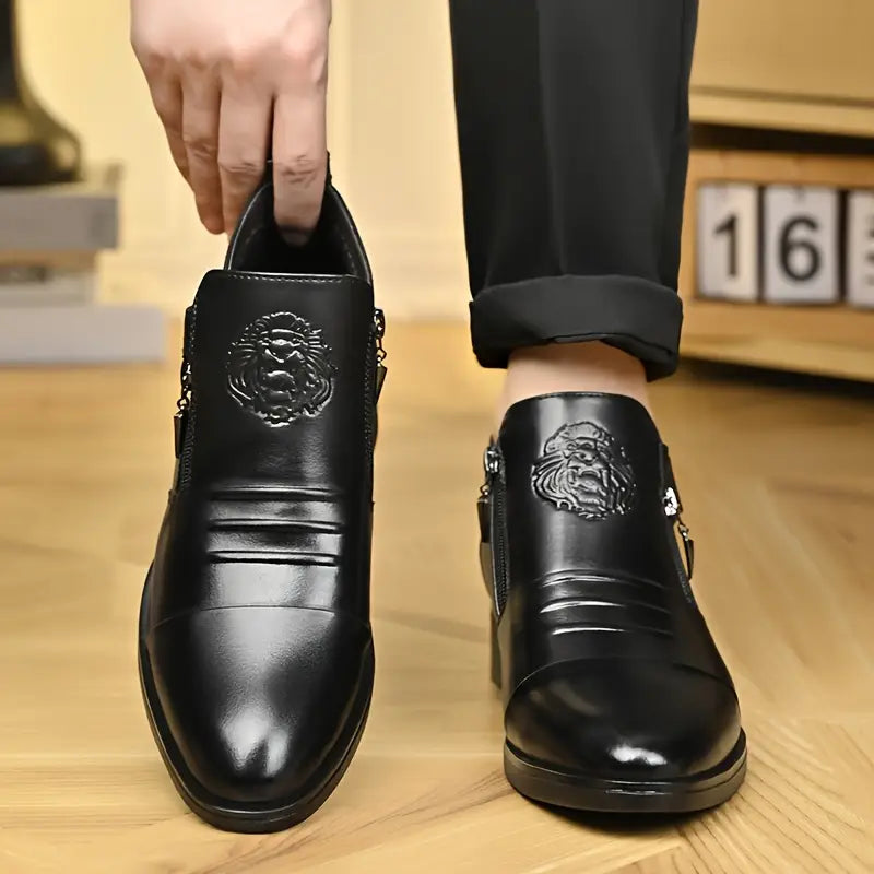 Alex Black leather ankle boots with side zip for a bold and sophisticated look