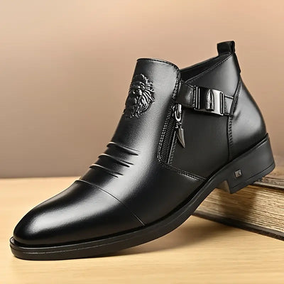 Alex Black leather ankle boots with side zip for a bold and sophisticated look