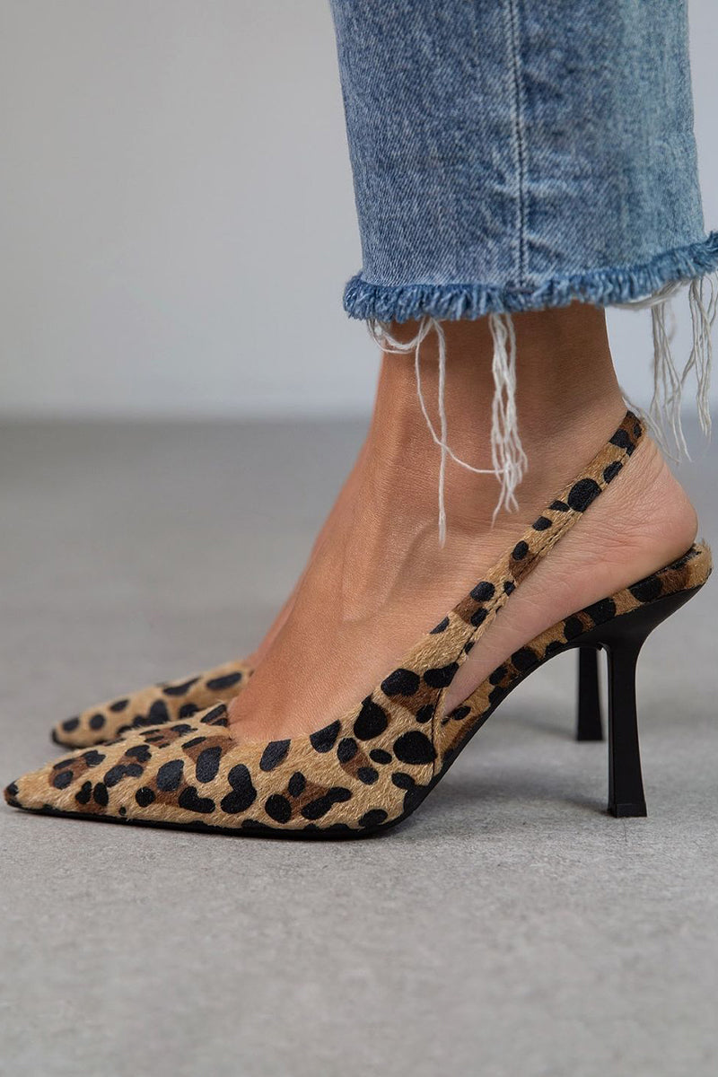 Laro™ | Pointed Toe Heels with Khaki Leopard Print