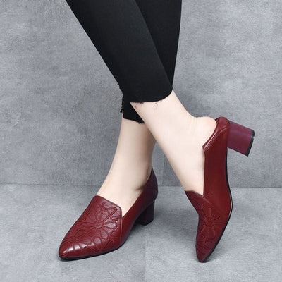 Elody Soft Leather Pumps with Embroidery