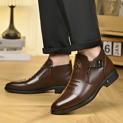 Alex Black leather ankle boots with side zip for a bold and sophisticated look