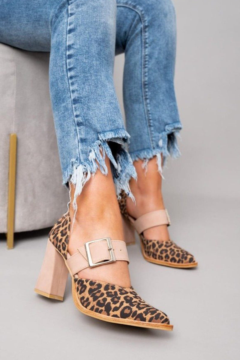 Avano™ | Leopard Print Suede Sandals with Sturdy Heel
