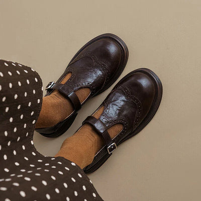 Leather Round Toe Shoes